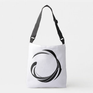 Abstraktes Wirbelkreis-Design – gebogene Ringkunst Tragetaschen Mit Langen Trägern