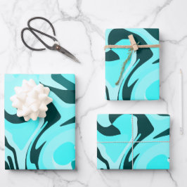 Abstraktes wirbelloses Aqua und Aquamarines Design Geschenkpapier Set
