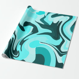 Abstraktes wirbelndes Aqua- und Türkisdesign Geschenkpapier