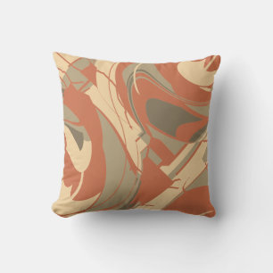 Abstraktes wirbelndes Burnt Orange Beige Taupe Mos Kissen