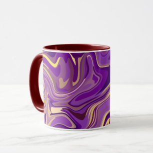 Abstraktes wirbelndes Marmordesign in Lila und Gel Tasse