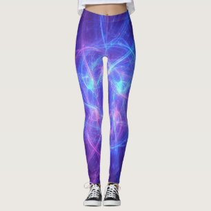 Abstraktes Wirbles Fraktal in Blau und Rosa Leggings