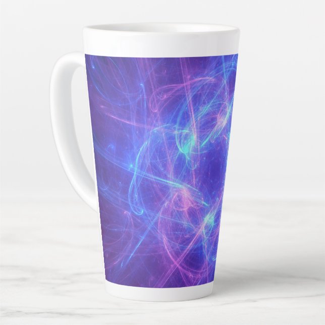 Abstraktes Wirbles Fraktal in Blau und Rosa Milchtasse (Linke Ecke)