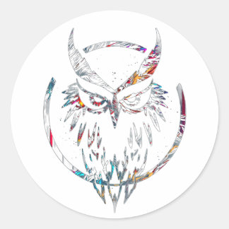 Abstraktes Wolfman Owl-Logo der Nocturnal Rache Runder Aufkleber