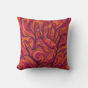 Abstraktes Wurfkissen Orange Hand Sunset Kissen