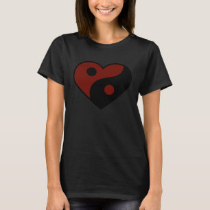ABSTRAKTES YIN YANG SCHWARZES UND DUNKELROTES FRIE T-Shirt