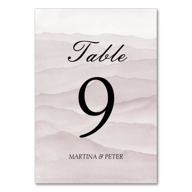 Abstraktes Zeichen für staubige Rose Tischnummer (Vorderseite)