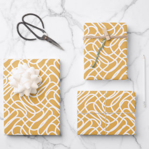 Abstraktes Zeilenmuster Preppy Yellow Geschenkpapier Set