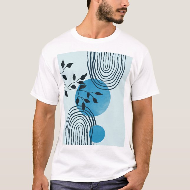 Abstraktes, zeitgenössisches tropisches Blatt zum  T-Shirt (Vorderseite)