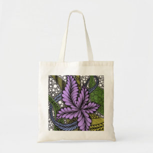 Abstraktes Zen-Doodle Lila-Blume Olivgrüne Tasche