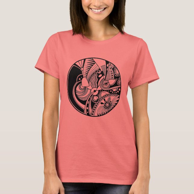 Abstraktes Zendala in Schwarzweiß T-Shirt (Vorderseite)