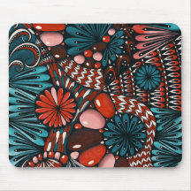 Abstraktes Zentangle Teal- und Korallenrotes Mausp