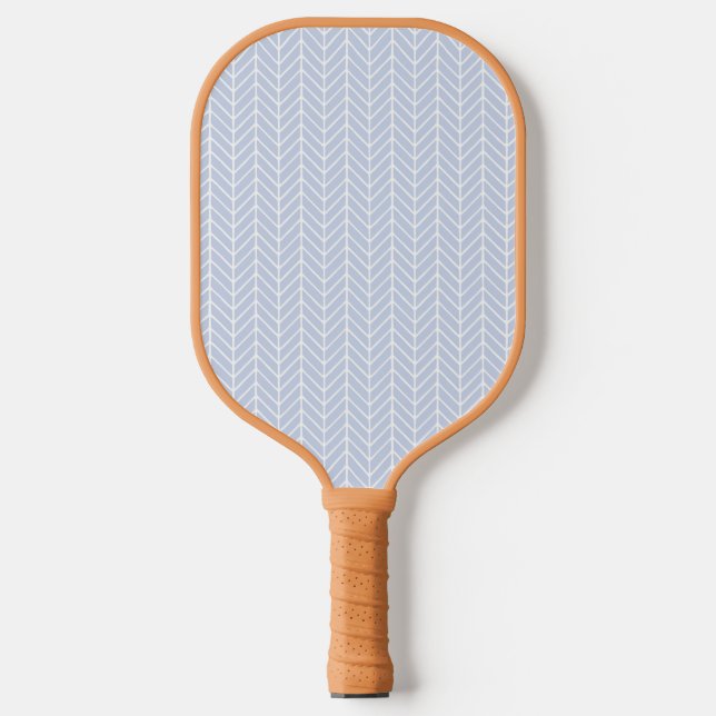 Abstraktes Zickzack Muster in blau und weiß Pickleball Schläger (Vorderseite)