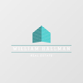 Abstraktes Zuhause-Logo Aquamarin/weiß Fensterklam Fensteraufkleber