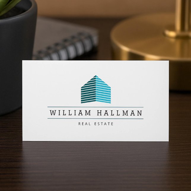 Abstraktes Zuhause-Logo Aquamarin/weiß Visitenkarte (Von Creator hochgeladen)