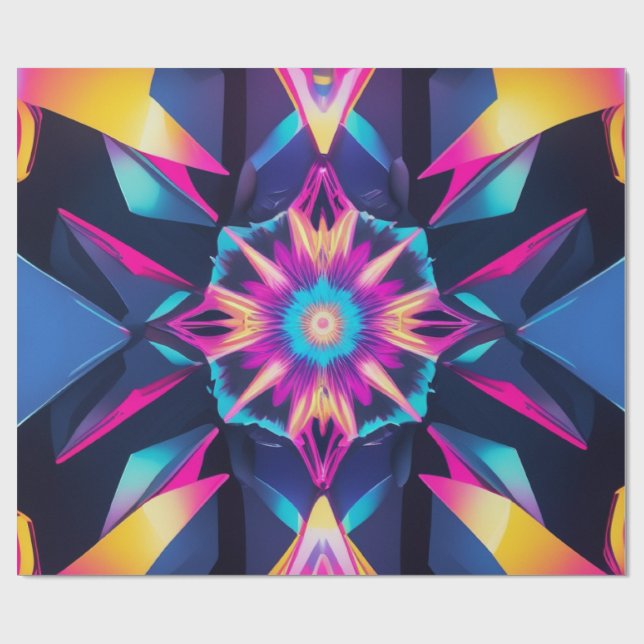 Abstraktion der Neongeometrie Geschenkpapier (Flach)