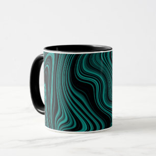 Abstraktion der schwarzen und grünen Wavy Tasse