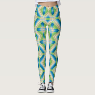 Abstraktion geometrische Formen blau-grün-weißes E Leggings