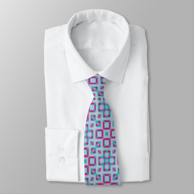 Abstraktion geometrische Formen blau pink türkis e Krawatte (Gebunden)