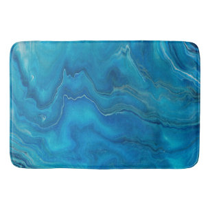 Abstraktion mit blauem und Aquamarinem Marmorboden Badematte