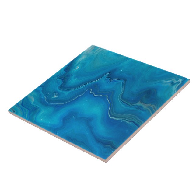 Abstraktion mit blauem und Aquamarinem Marmorboden Fliese (Seite)