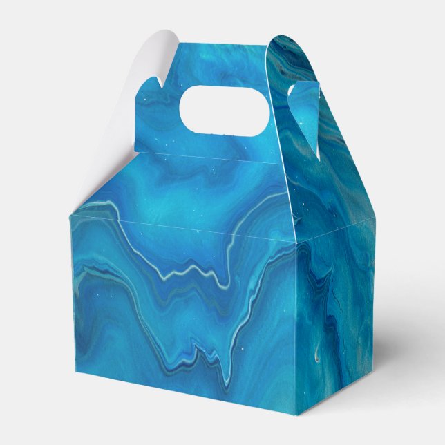 Abstraktion mit blauem und Aquamarinem Marmorboden Geschenkschachtel (Vorderseite)