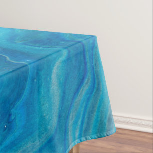 Abstraktion mit blauem und Aquamarinem Marmorboden Tischdecke