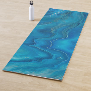 Abstraktion mit blauem und Aquamarinem Marmorboden Yogamatte