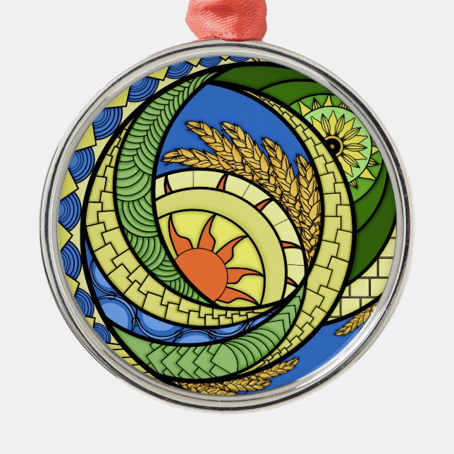 Abstraktion. Ukrainisch Stretched Canvas Print Ornament Aus Metall (Vorne)