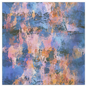 Abstraktion von blauem und orangefarbenem Wasser Stoff