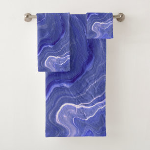 Abstraktion von Indigo Violet Agate Badhandtuch Set