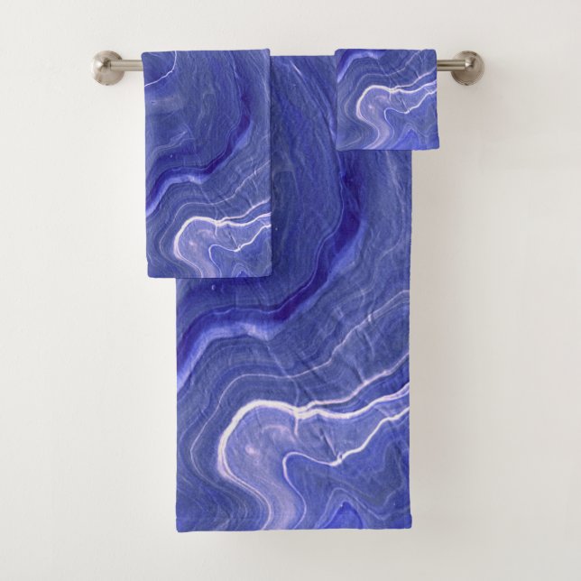 Abstraktion von Indigo Violet Agate Badhandtuch Set (Insitu)