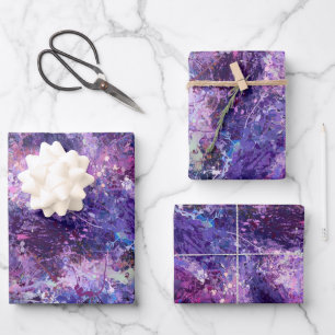 Abstraktion von Violettropfen Geschenkpapier Set