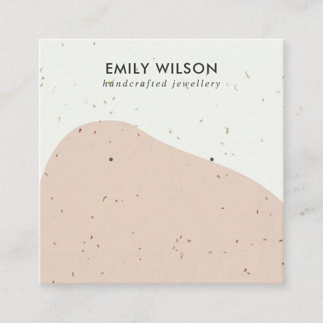 ABSTRCT-KERAMIK PEACH WAVE STUD-EARRING-ANZEIGE QUADRATISCHE VISITENKARTE (Vorderseite)