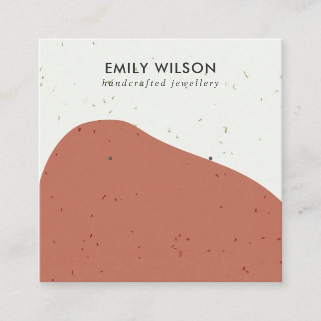 ABSTRCT TERRACOTTA RUST STUD EARRING DISPLAY QUADRATISCHE VISITENKARTE (Vorderseite)