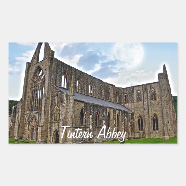 Abtei ancient Tintern, Zisterzienserkloster, Wales Rechteckiger Aufkleber (Vorderseite)