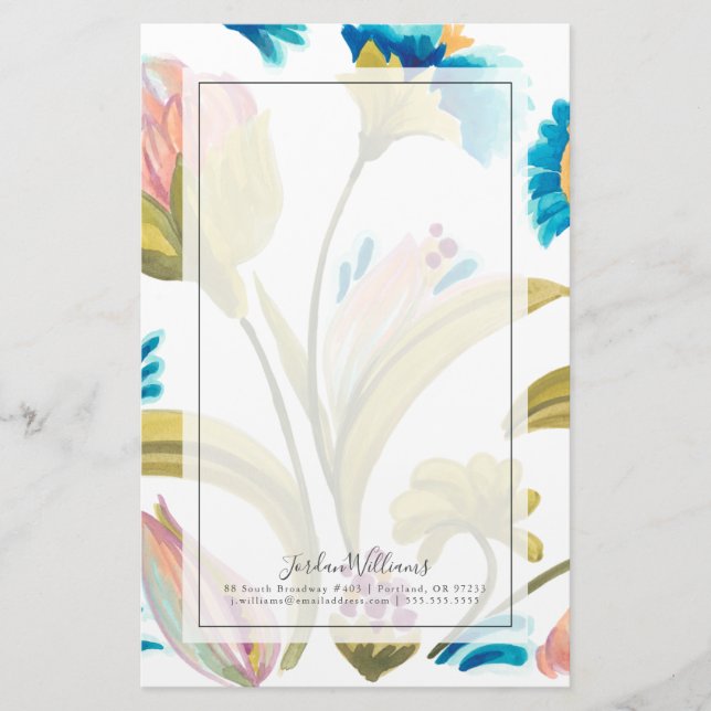 Abtei-Blumenfliesen - Frühlings-Blumen Briefpapier (Vorderseite)