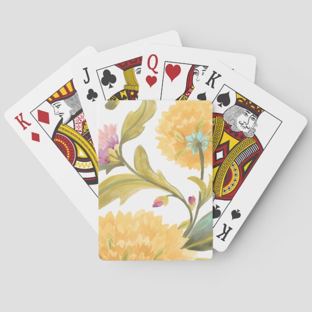 Abtei-Blumenfliesen - gelbe Blumen Spielkarten (Rückseite)