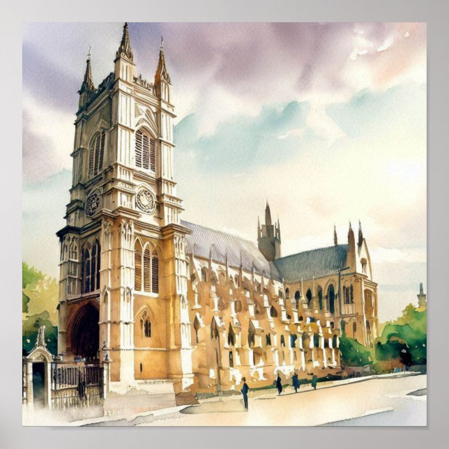 Abtei London-Westminster (B), Watercolor Poster (Vorne)