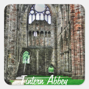 Abtei Tintern, Zisterzienserkloster, Wales Quadratischer Aufkleber