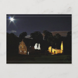 Abtei von Brunnen in North Yorkshire bei Nacht Postkarte
