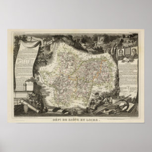 Abteilung von Saone und von Loire Poster