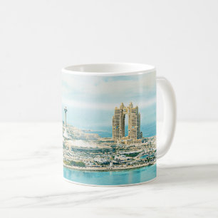 Abu Dhabi Skyline Aquarell Reiseandenken Kaffeetasse