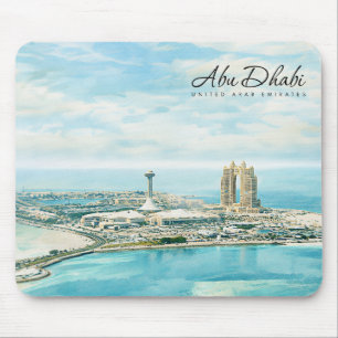 Abu Dhabi Skyline Aquarell Reiseandenken Mousepad