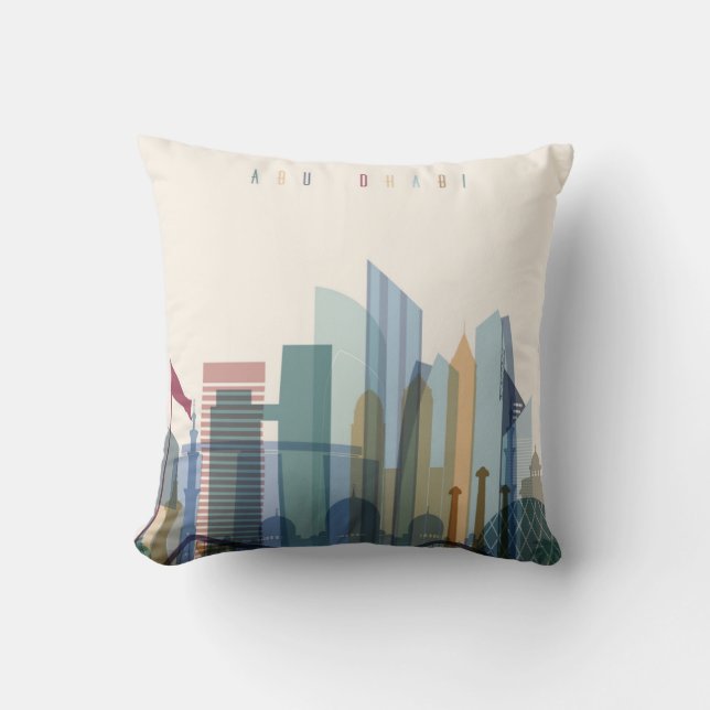 Abu Dhabi, Stadt-Skyline Arabische Emirates | Kissen (Vorderseite)