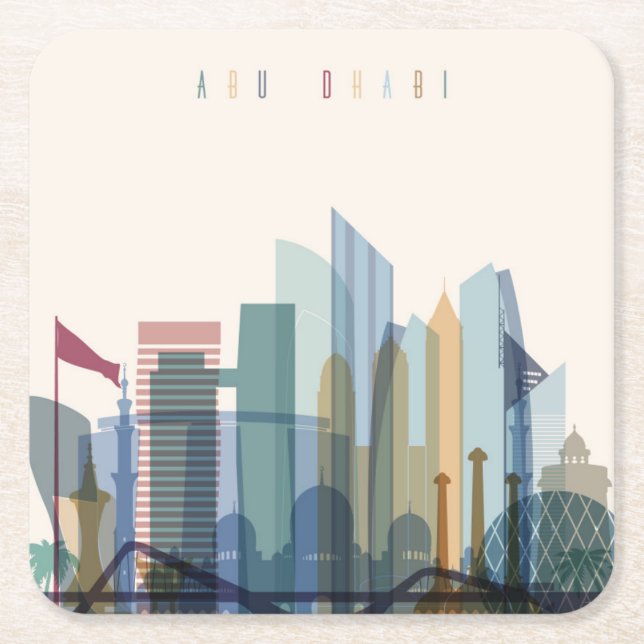 Abu Dhabi, Stadt-Skyline Arabische Emirates | Rechteckiger Pappuntersetzer (Vorderseite)