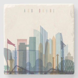 Abu Dhabi, Stadt-Skyline Arabische Emirates   Steinuntersetzer