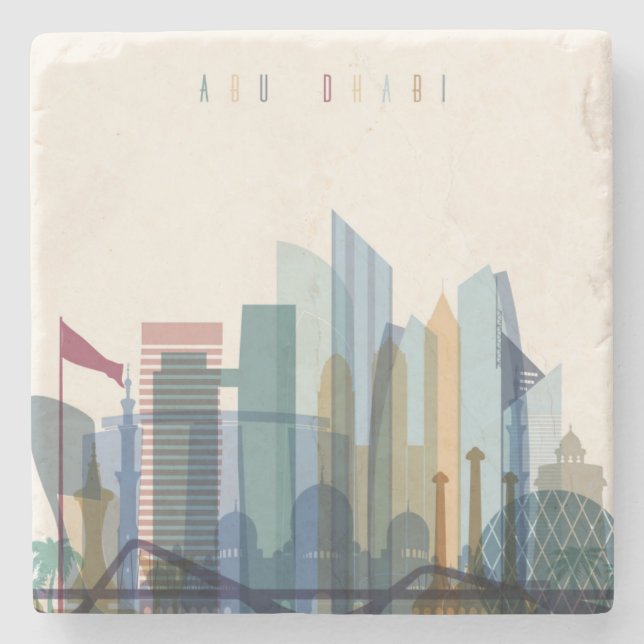 Abu Dhabi, Stadt-Skyline Arabische Emirates | Steinuntersetzer (Vorderseite)