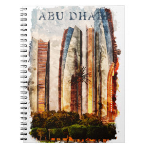 Abu Dhabi UAE Watercolor Skyline Notizblock