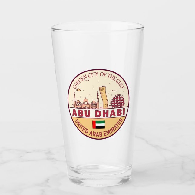 Abu Dhabi United Arab Emirates City Skyline Emblem Glas (Vorderseite)